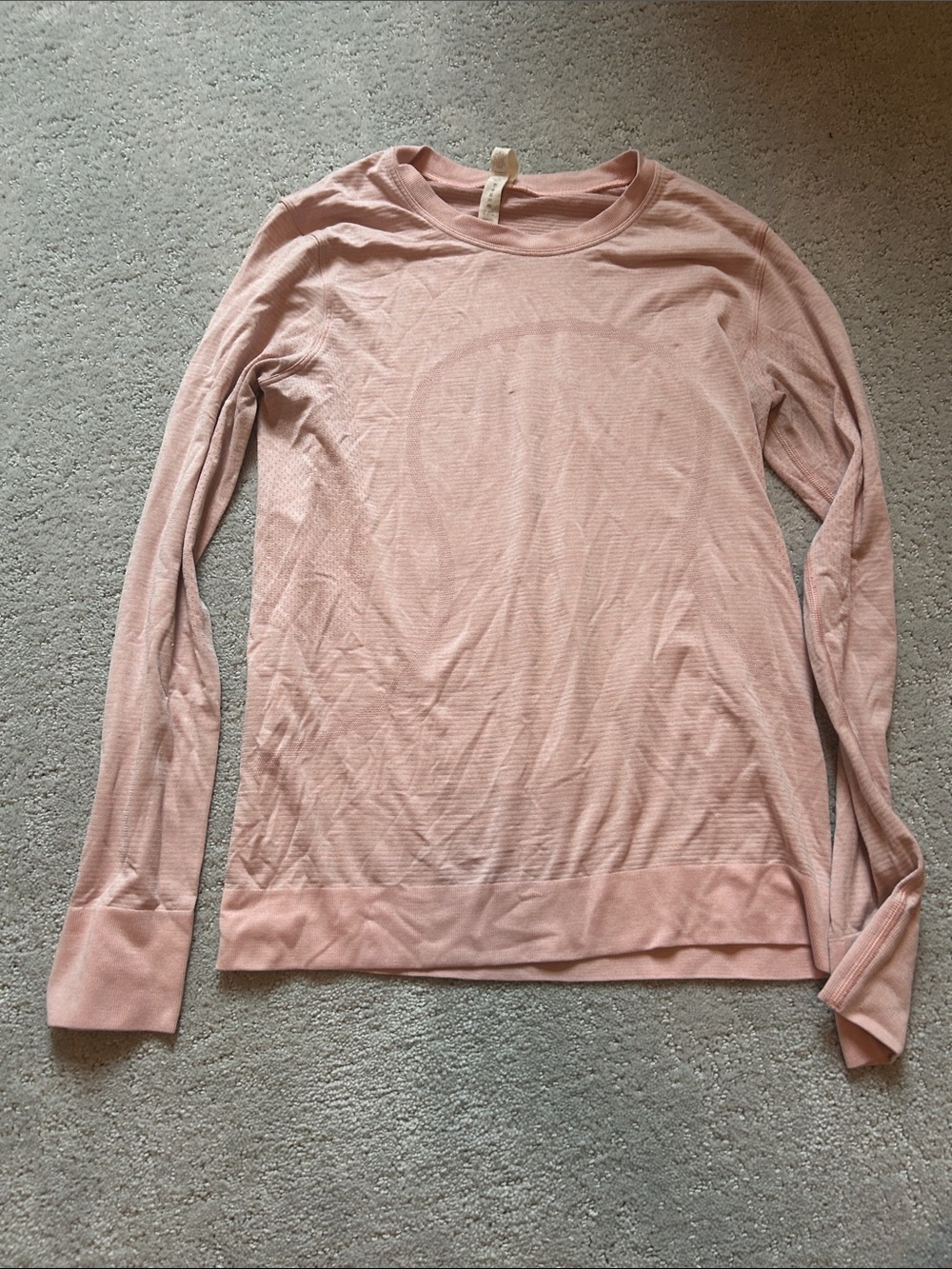 Light Pink Long-Sleeve Crew Neck Women's Top